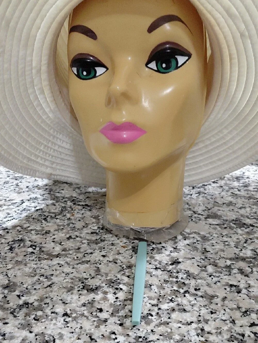 White Women's Wide-Brim Hat with Rhinestone Band